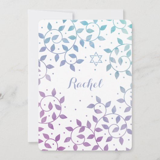 Paarse + Blauwgroen levensboom - Mitzvah-uitvindin Kaart (Achterkant)