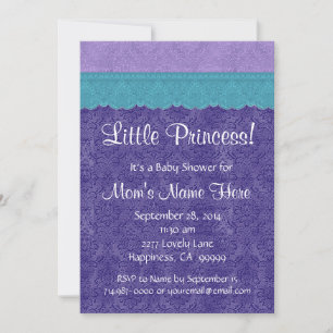 Paarse Blauwgroen Little Princess Girl Baby shower Kaart