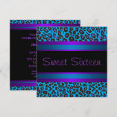 Paarse Blauwgroen luipaard Sweet 16 verjaardagsfee Kaart (Voorkant / Achterkant)