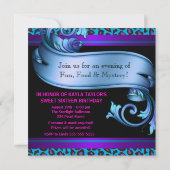 Paarse Blauwgroen Luipaardmaskers Sweet 16 Masquer Kaart (Achterkant)