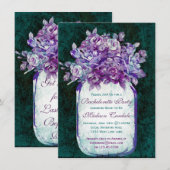 Paarse Blauwgroen Mason Jar Bachelorette Party nod Kaart (Voorkant / Achterkant)