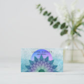 Paarse Blauwgroen Meditation Holistic Lotus Flower Visitekaartje (Staand voorkant)