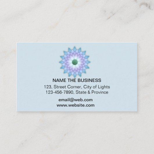 Paarse Blauwgroen Meditation Holistic Lotus Flower Visitekaartje (Achterkant)