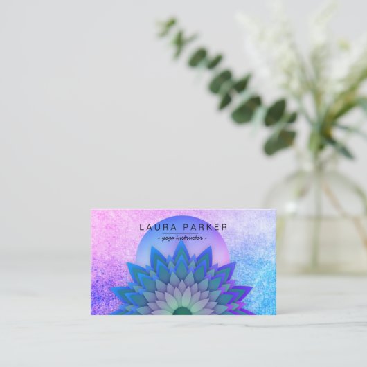 Paarse Blauwgroen Meditation Holistic Lotus Flower Visitekaartje (Staand voorkant)