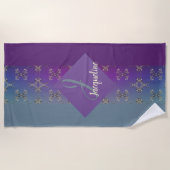  Paarse Blauwgroen Monogram Strandlaken (Voorkant)