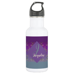 Paarse Blauwgroen Monogram Waterfles