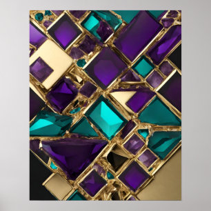 PAARSE BLAUWGROEN MOZAÏEK WALL ART POSTER