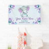 Paarse Blauwgroen Olifant Achtergrond voor Jongen  Spandoek (Insitu)