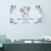 Paarse Blauwgroen Olifant Achtergrond voor Jongen  Spandoek (Beurs)