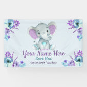 Paarse Blauwgroen Olifant Achtergrond voor Jongen  Spandoek (Horizontaal)