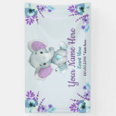 Paarse Blauwgroen Olifant Achtergrond voor Jongen  Spandoek (Verticaal)