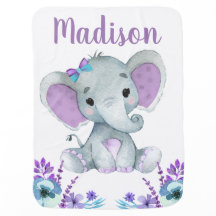 Paarse Blauwgroen Olifant Baby Dekens Bloemen