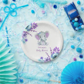 Paarse Blauwgroen Olifant Bord 4 Baby shower, Verj (Feest)