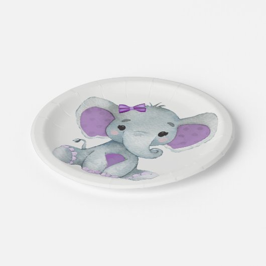 Paarse Blauwgroen Olifant Bord Baby shower, Verjaa (Gekanteld)