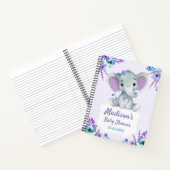 Paarse Blauwgroen Olifant Hues Boek Baby shower Ru (Binnen)