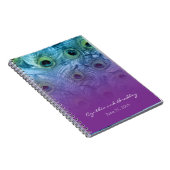 Paarse Blauwgroen Peacock Notitieboek (Rechterzijde)