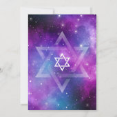 Paarse Blauwgroen Roze Galaxy Elegant B'not Mitzva Kaart (Achterkant)