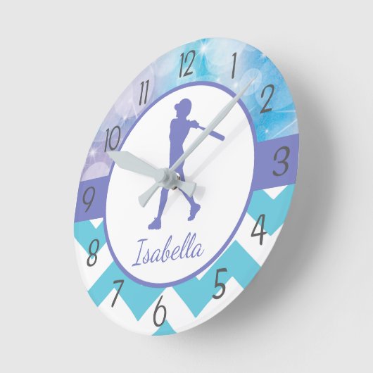 Paarse Blauwgroen Softball-wandklok Ronde Klok (Hoek)