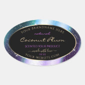 Paarse Blauwgroen Sparkle Glitter Lijst Productlab Ovale Sticker (Voorkant)