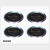 Paarse Blauwgroen Sparkle Glitter Lijst Productlab Ovale Sticker (Vel)