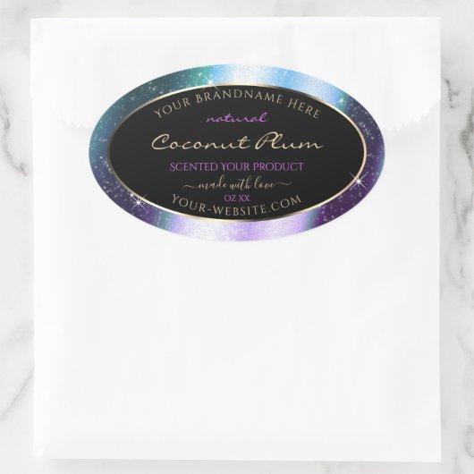 Paarse Blauwgroen Sparkle Glitter Lijst Productlab Ovale Sticker (Tas)