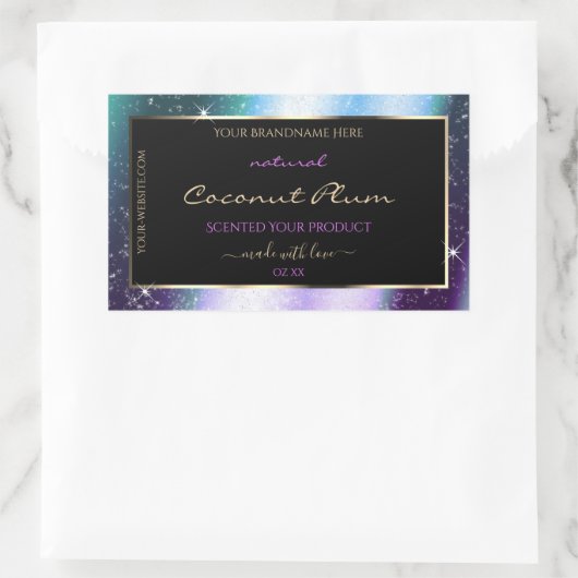 Paarse Blauwgroen Sparkle Glitter Lijst Productlab Rechthoekige Sticker (Tas)