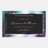 Paarse Blauwgroen Sparkle Glitter Lijst Productlab Rechthoekige Sticker (Voorkant)