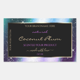 Paarse Blauwgroen Sparkle Glitter Lijst Productlab Rechthoekige Sticker