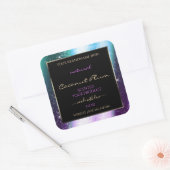 Paarse Blauwgroen Sparkle Glitter Lijst Productlab Vierkante Sticker (Envelop)