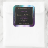 Paarse Blauwgroen Sparkle Glitter Lijst Productlab Vierkante Sticker (Tas)