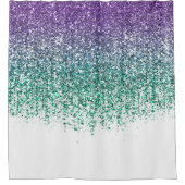 Paarse Blauwgroen Sparkly Glitter Glam Douchegordijn (Voorkant)
