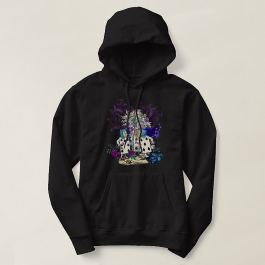 Paarse Blauwgroen Steampunk Kaarten Roos Garden Al Hoodie (Design voorkant)