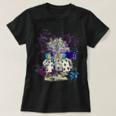 Paarse Blauwgroen Steampunk Kaarten Roos Garden Al T-shirt (Design voorkant)