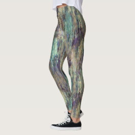 Paarse Blauwgroen Stripes Kunst Leggings