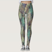 Paarse Blauwgroen Stripes Kunst Leggings (Voorkant)