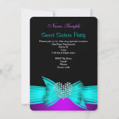 Paarse Blauwgroen Sweet 16 Birthday Party Diamond Kaart (Achterkant)