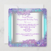 Paarse Blauwgroen Sweet Sixteen 16 Masquerade Part Kaart (Achterkant)