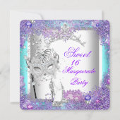 Paarse Blauwgroen Sweet Sixteen 16 Masquerade Part Kaart (Voorkant)