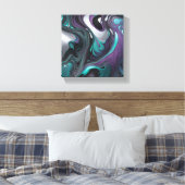 Paarse Blauwgroen Swirls Art Abstract Canvas Afdruk (Insitu (Slaapkamer))