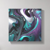Paarse Blauwgroen Swirls Art Abstract Canvas Afdruk (Voorkant)
