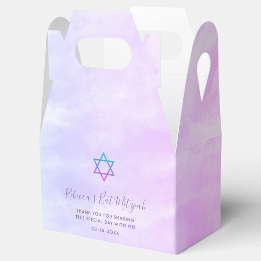 Paarse Blauwgroen Tie Dye Bat Mitzvah Bedankdoosjes (Geopend)