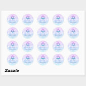 Paarse Blauwgroen Tie Dye Bat Mitzvah Ronde Sticker (Vel)