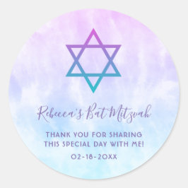 Paarse Blauwgroen Tie Dye Bat Mitzvah Ronde Sticker