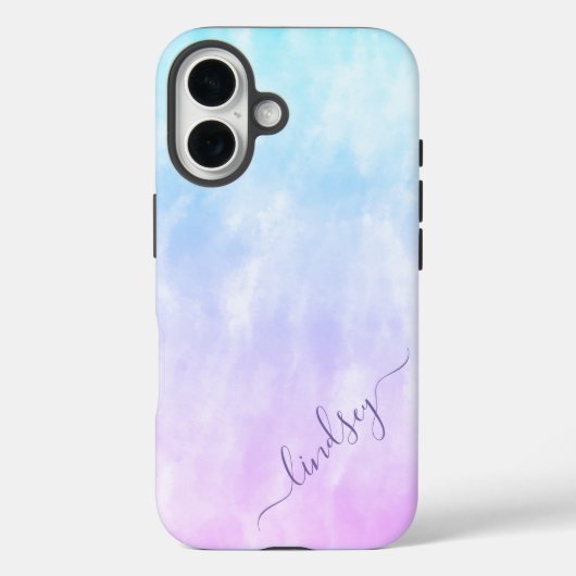 Paarse Blauwgroen Tie Dye Calligrafie Persoonlijke Case-Mate iPhone Case (Achterkant)
