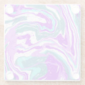 Paarse, Blauwgroen, Turquoise Marble Fluid Art Glazen Onderzetter (Achterkant)
