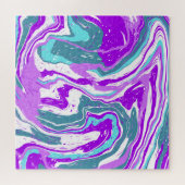 Paarse, Blauwgroen, Turquoise Marble Fluid Art Legpuzzel (Horizontaal)