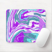 Paarse, Blauwgroen, Turquoise Marble Fluid Art Muismat (Met muis)
