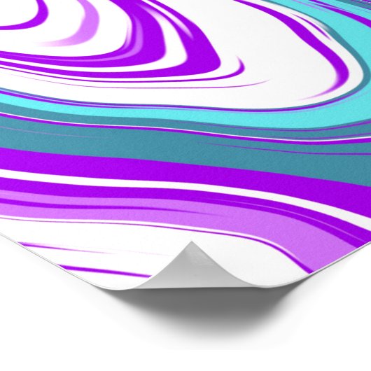 Paarse, Blauwgroen, Turquoise Marble Fluid Art Poster (Hoek)