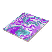 Paarse, Blauwgroen, Turquoise Marble Fluid Art Tegeltje (Zijkant)