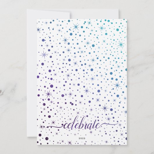 Paarse Blauwgroen Typografie Groeten 2-Foto Feestdagenkaart (Achterkant)